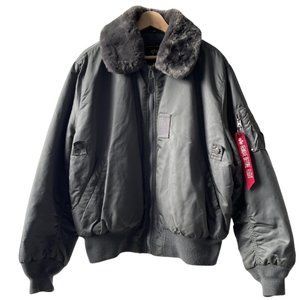 Alpha Industries Faux Fur Gray Bomber Jacket